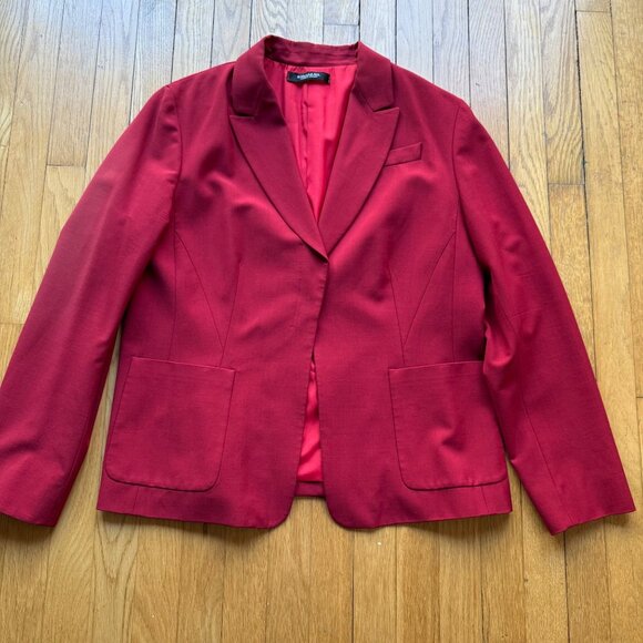 Emanuel Ungaro Size M Red Wool Mohair Blend Single Breasted Blazer Jacket - Picture 2 of 16
